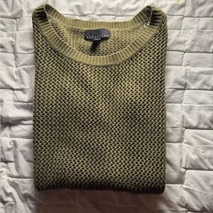 Attention Green Crewneck Sweater with Textured Knit